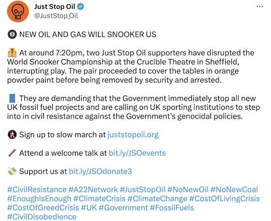 De bijsluiter van Just Stop Oil