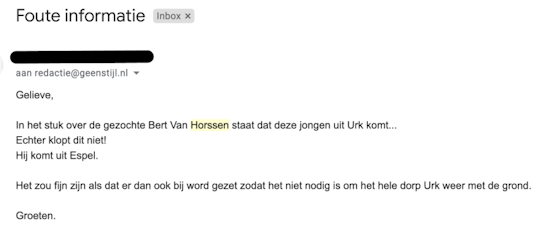Mail 1. Ok waarvan akte, Bert van Horssen uit Espel dan