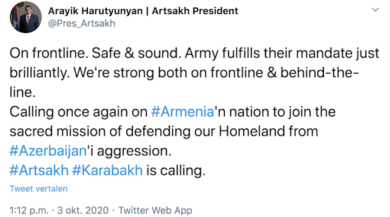 President betwiste Armeense gebied aan de frontlinie