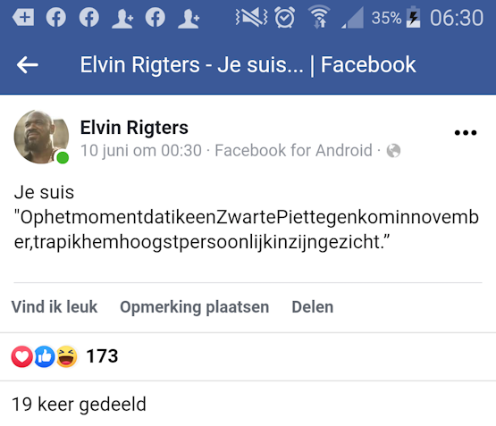 Elvin Rigters, eerder op Facebook