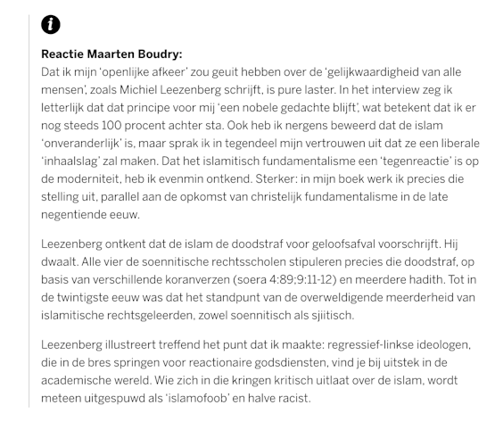 Volkskrant plaatst reactie Maarten Boudry onder stuk Michiel Leezenberg