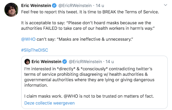 Eric Weinstein denkt er het zijne van