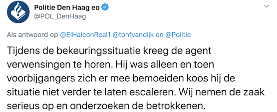 De agent heeft prima gehandeld