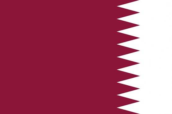 Plaatje van de vlag van Qatar, maar dan ondersteboven