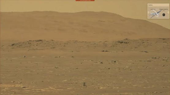 Eerste foto's! Schaduw vanuit heli zelf en vanaf Rover
