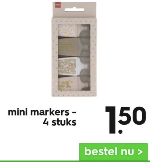 Mini Markers 4 stuks - € 1,50