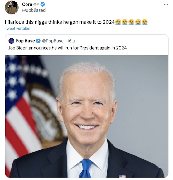 Topic in 1 tweet (foto van Biden nog leefde, ergens rond 2017)