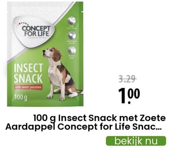 Insectsnack met Zoete Aardappel Concept for Life Hondensnacks - € 1