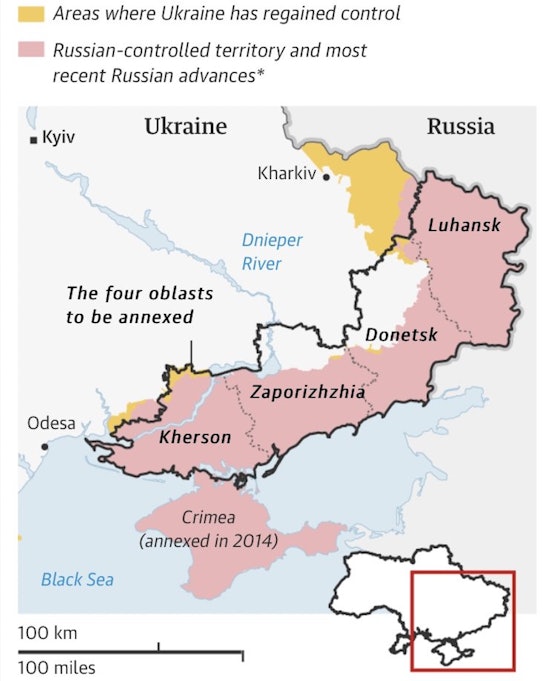 De 'Russische' gebieden in kwestie