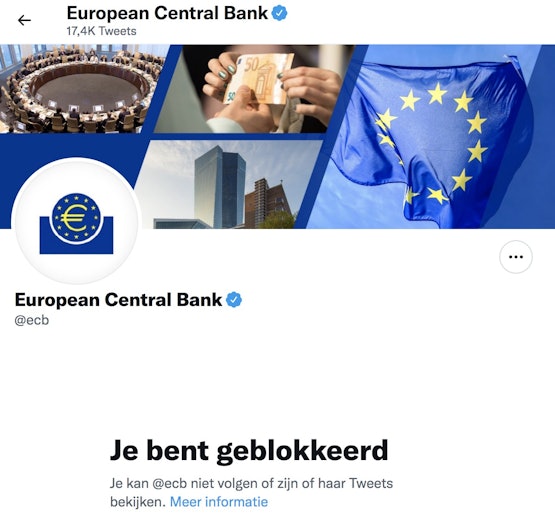 Ondergetekende is trouwens geblokkeerd door de ECB en echt geen idee waarom