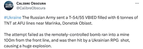 Russen stoppen zes (!) TON TNT in afstandbestuurbare T-54 tank