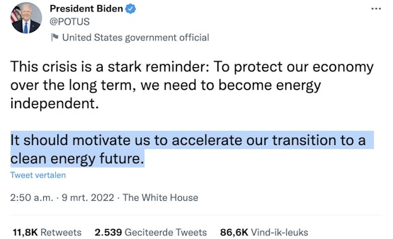 Ja Biden zegt en tweet het toch gewoon letterlijk zelf?