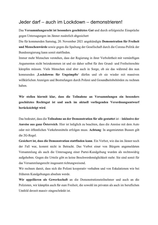 De brief van het pro-FPÖ-clubhuis voor militairen