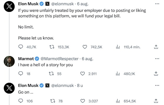 Twitters hoofdjurist (Elon): "Go one..."